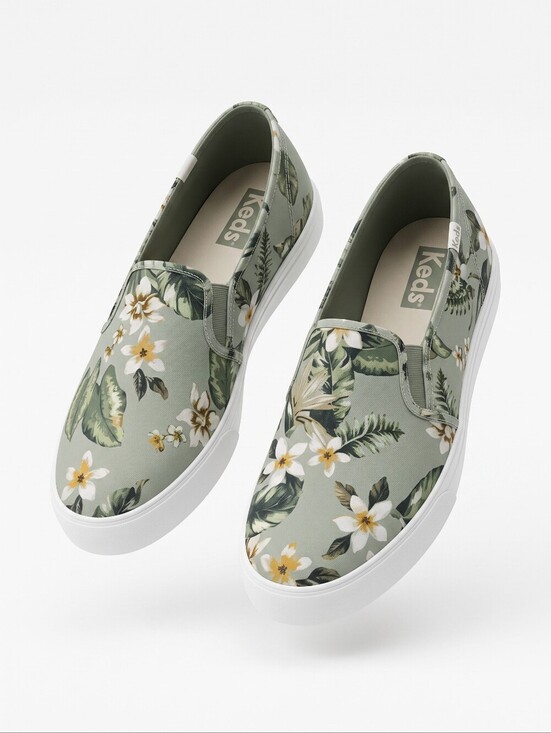 Keds Shoes - Tropical Print Keds- Sage Green